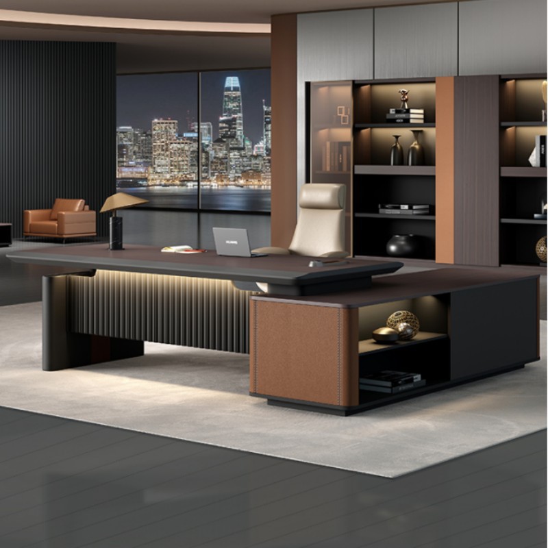 简约现代老板桌办公室大班桌办公桌椅组合总裁桌单人主管经理桌