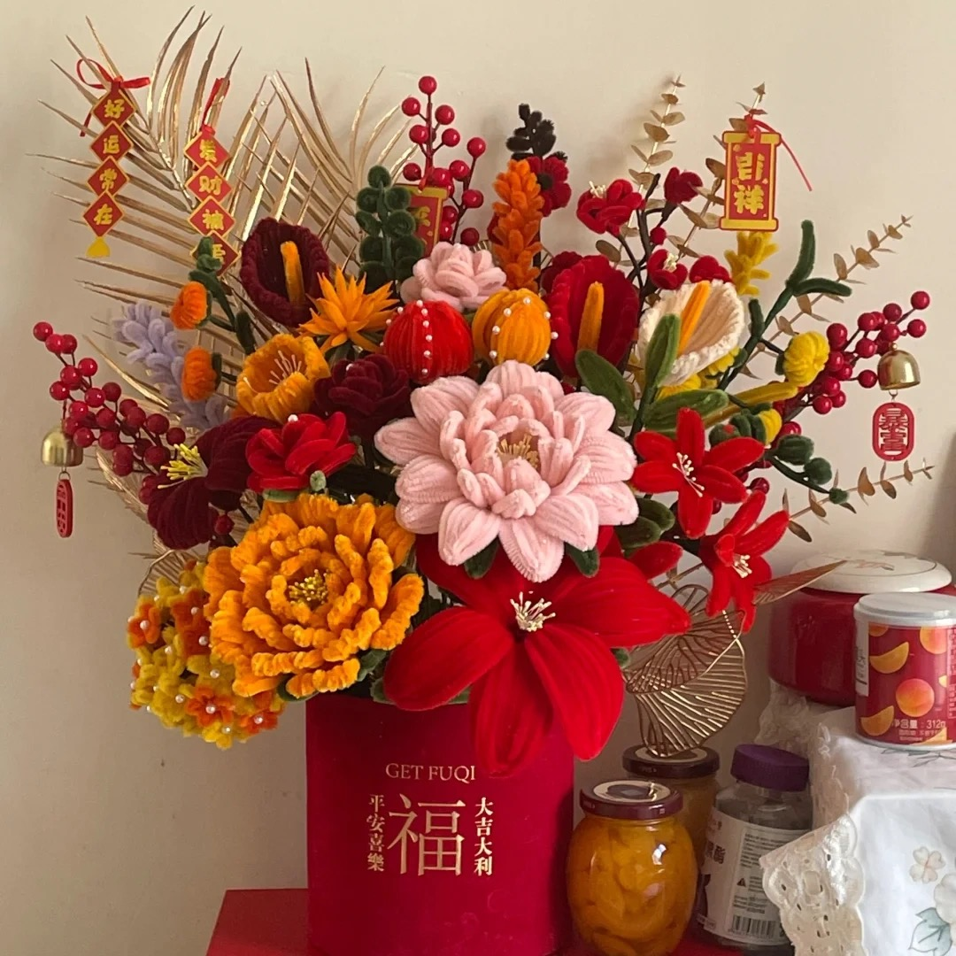 扭扭棒抱抱桶花束diy材料包手工编织自制新年福桶送女友闺蜜