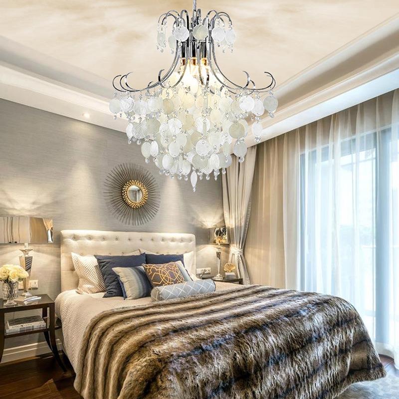 跨境欧现代简约创漫卧室贝壳吊灯847北温馨浪主卧餐厅民宿水晶灯