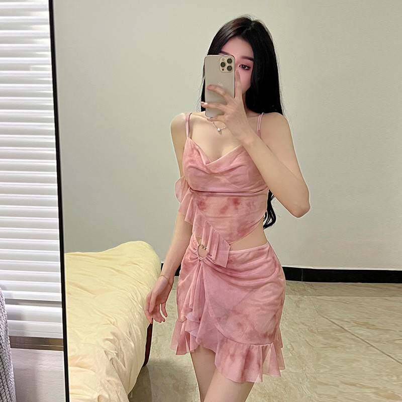 绝美比基尼泳衣女三件套高级感分体遮肉保守海边度假小众温泉泳装