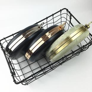 口金盒子 5ZW14 18cm圆形盒子口金晚宴包 带双耳 手工diy包包配件