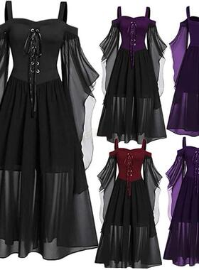 Halloween Witch Cosplay Costumes Gothic Off Shoulder Lace-up