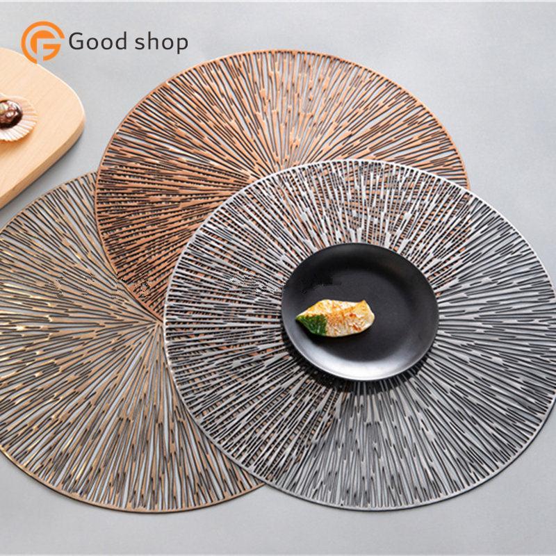 PVC Hollow Round Placemat Waterproof Non Slip Dining Table新