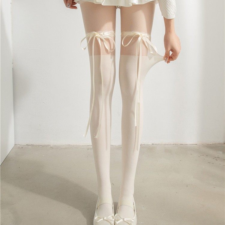 甜美蝴蝶结白丝袜JK洛丽塔lolita袜子黑丝交叉绑带纯欲白色少女,女士内衣/男士内衣/家居服,长筒袜,淘宝优惠券,粉丝福利购,淘宝优惠卷