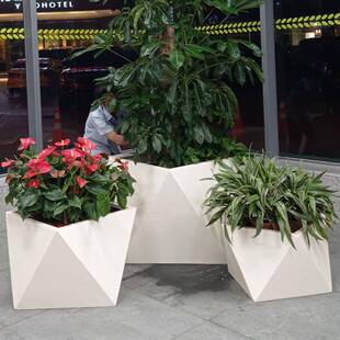 玻璃钢花盆组合创意落地花器商场商业街售楼部户外种植池花钵厂家