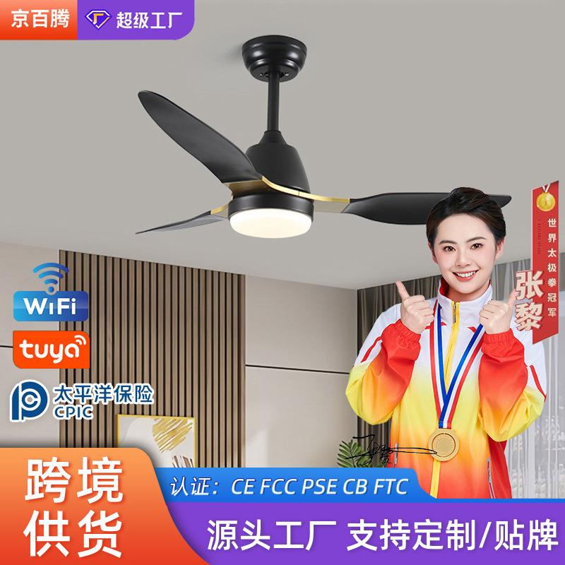 北欧风扇吊灯现代简约风扇灯变频LED家用静音吊扇灯装饰风扇灯