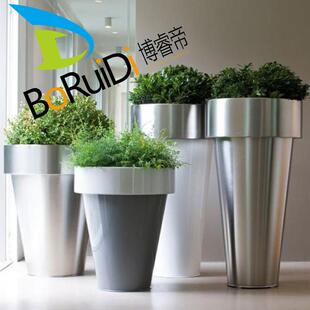 酒店会所玻璃钢组合美陈花盆商场售楼部机场大厅落地绿植花瓶美陈