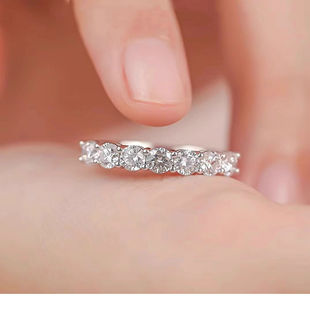 GIA天然钻石PT950铂金钻戒女1克拉经典 排钻满天星求婚戒指情人节