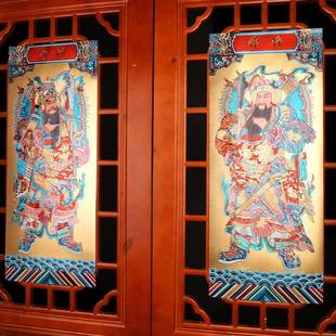 饰霸气年画 金色门神门贴2024过新年家用农村庭小院寺庙单门大门装
