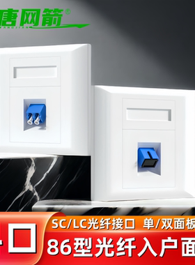 大唐网箭 86型斜口单口双口LC光纤面板SC光纤耦合器86型斜面光纤面板插座单芯双芯四芯LCSC光纤插座盒光纤盒
