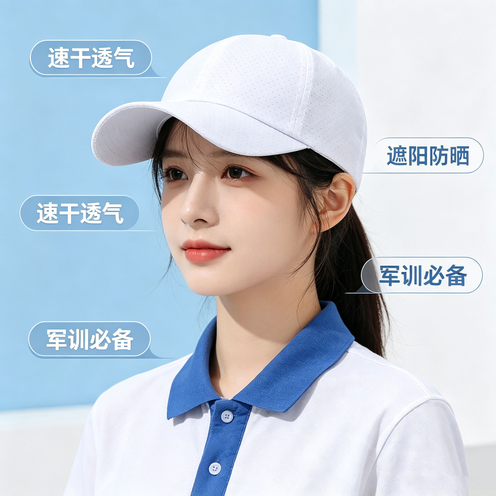 初高中学生军训防晒遮阳帽子运动会旅游定制LOGO透气鸭舌帽棒球帽