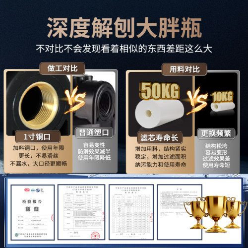 10寸大白瓶前置过滤器家用大蓝瓶滤瓶大流量20寸商用全屋前置净水