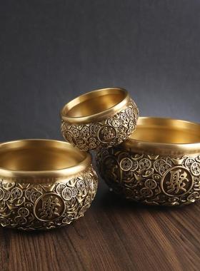 唐腾 铜艺黄铜聚宝盆家居客厅铜钱聚宝盆大号纯铜摆件金属铜制品