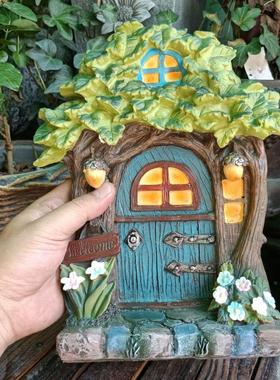 Fairy House 童话门牌树脂摆件精灵房屋雕像园艺公园装饰工艺品
