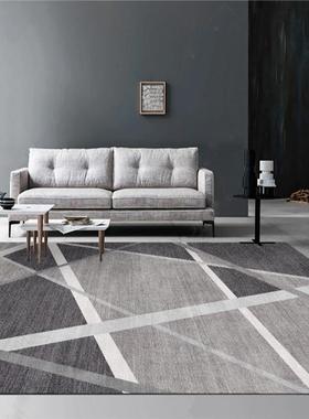 现代北欧ins风简约几何家用客厅地毯灰色茶几地垫卧室床边毯满铺