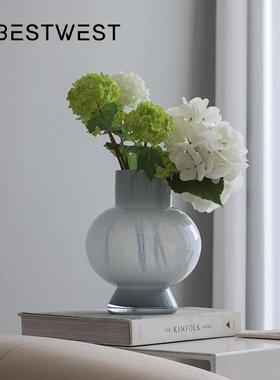 博西家居 冷烟灰色水培玻璃花瓶摆件 家居软装样板间装饰品花器
