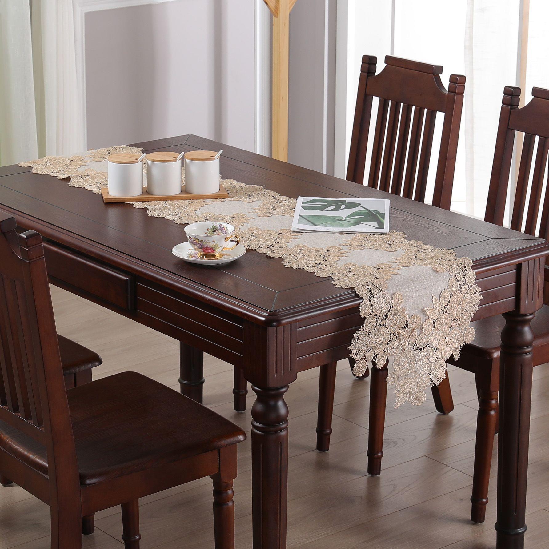 北欧涤麻桌旗源头工厂蕾丝花边桌巾家用餐桌茶几布布艺高级感桌旗