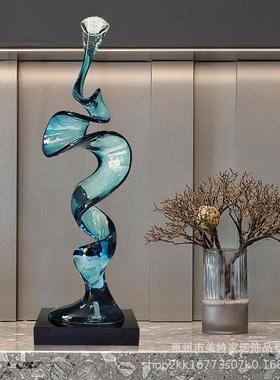 现代酒店抽象雕塑透明树脂摆件别墅客厅玄关酒柜电视柜旁装饰艺术