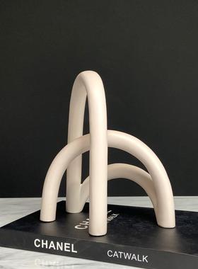 北欧极简几何弧线创意雕塑书柜酒柜软装饰品摆件家具样板间配饰