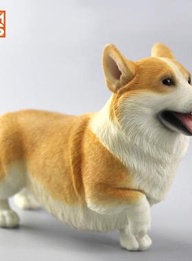 Xmmos 柯基犬摆件可爱狗狗家居小饰品仿真动物桌面手办树脂模型