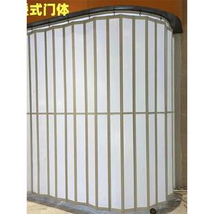 厨房弧形折叠门验收商铺.移门隔断隐形无地轨圆弧对开推拉门90度