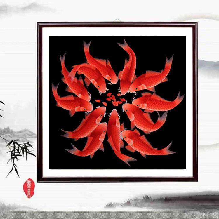 客厅十字绣2024新款中国风手工九鱼图小件锦鲤年年有余鱼简单线绣,居家布艺,十字绣套件,淘宝优惠券,粉丝福利购,淘宝优惠卷