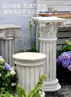 石膏罗马柱展示台底座树脂花园庭院花盆婚庆道具摆件欧式罗马柱