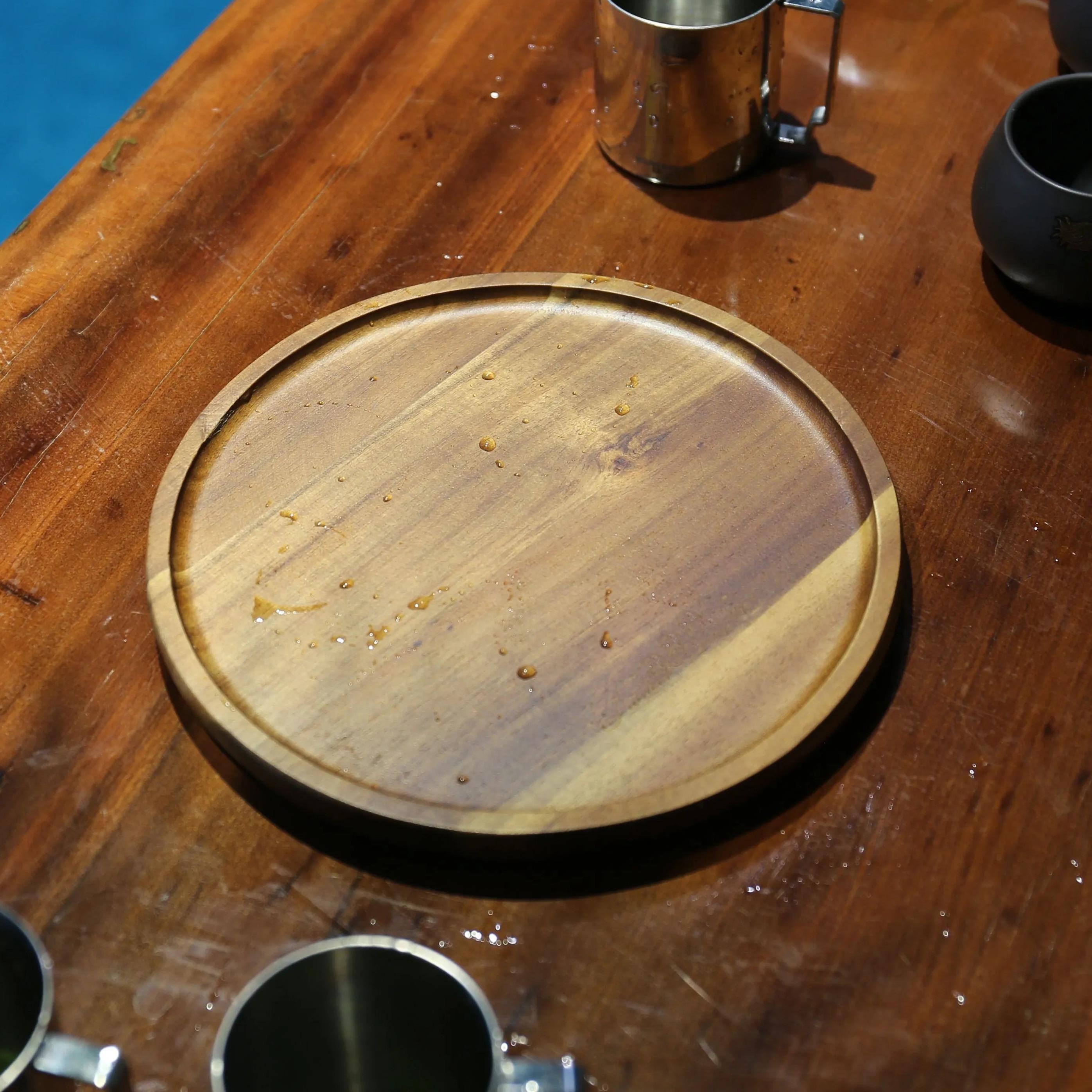 博朗菲20内径圆形实木托 托盘北欧风软装高奢美观水果下午茶托 托