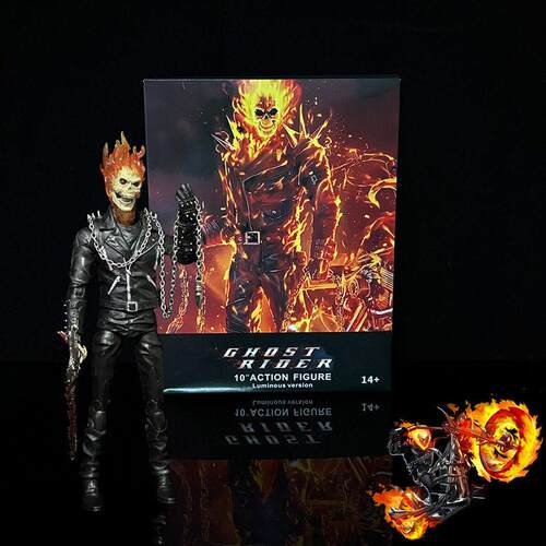漫威marvel恶灵骑士恶灵战警骷髅替换头9寸可动人偶公仔手发