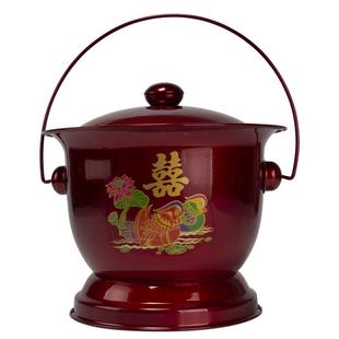 搪瓷花兰桶痰盂喜庆婚庆全红鸳鸯尿桶盆带盖子防臭家用起夜成老人