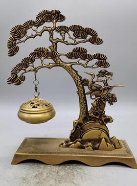 古玩老货纯铜松树悬挂香炉福禄香薰炉创意悬挂吊香炉客厅居家摆件