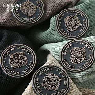 情侣套头卫衣2360 男士 早秋23新款 竖纹虎头标国潮情侣圆领百搭长袖