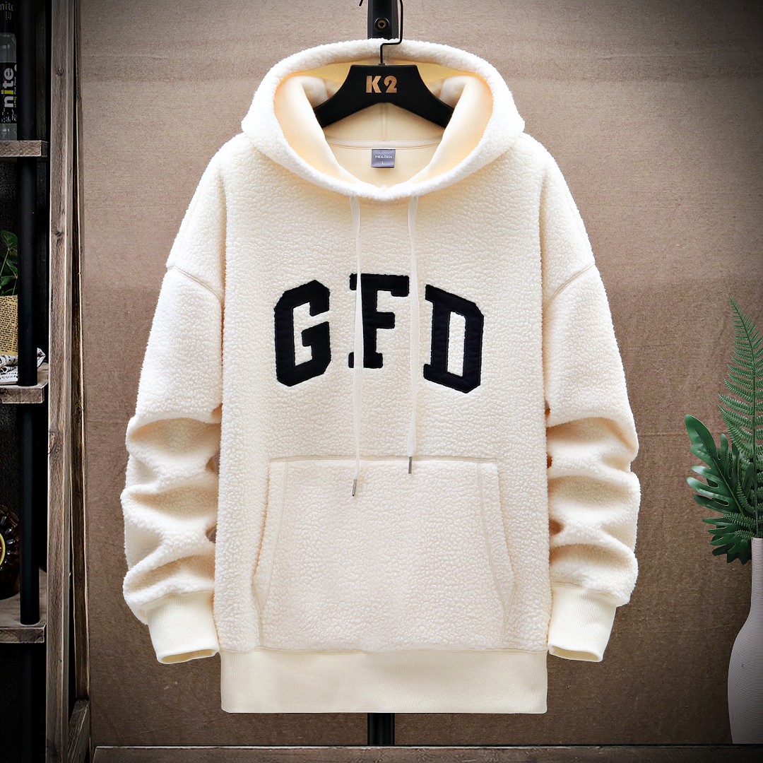 重磅高克重连帽字母贴布颗粒绒保暖加绒加厚情侣连帽卫衣2259