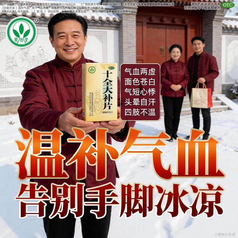 【宝树堂】十全大补片180片*1瓶/盒