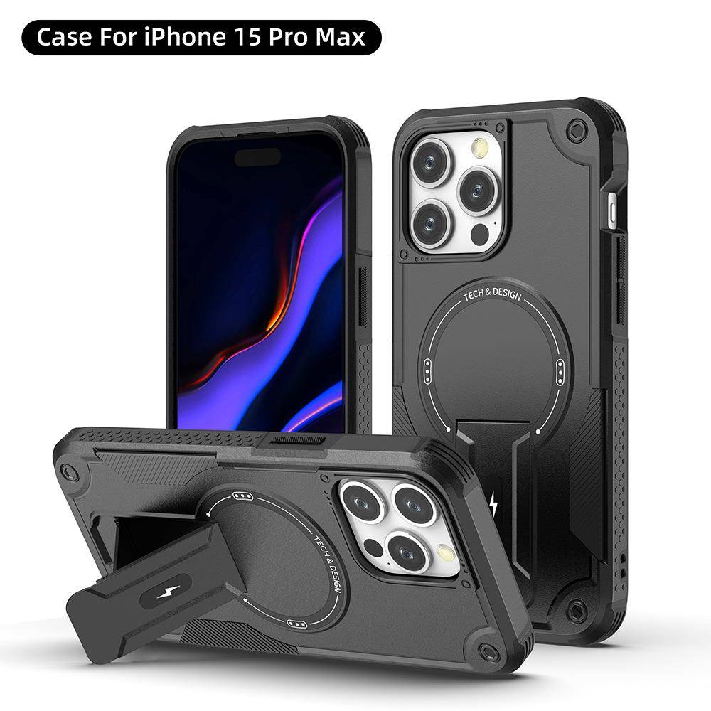 适用iPhone 15 Pro磁吸隐形支架壳14 Pro Max/14 Pro/13 Pro Max全包防摔保护套
