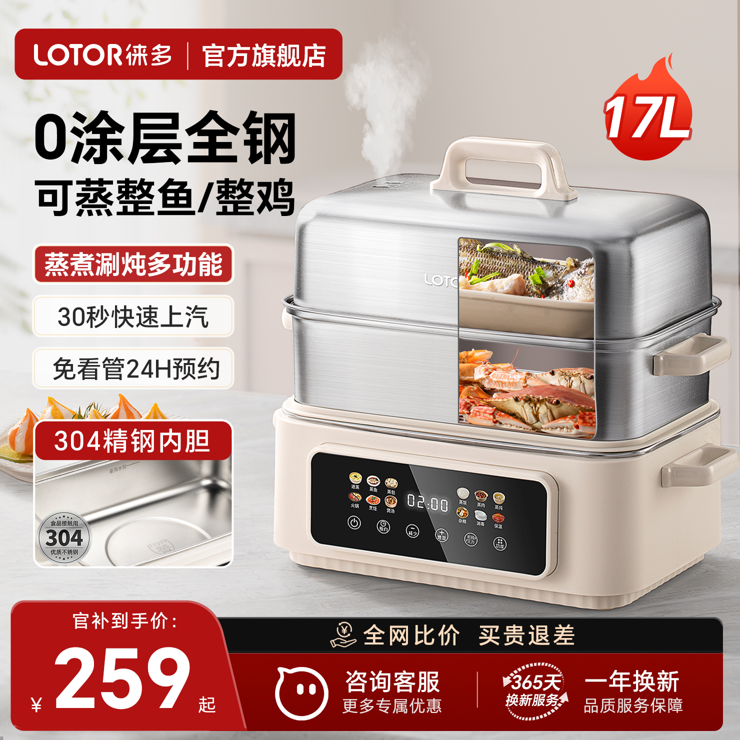 全钢电蒸锅2025新款多功能家用