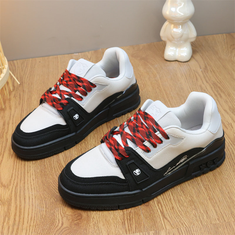 潮牌休闲风黑白拼色板鞋男透气系带厚底内增高情侣运动鞋百搭潮鞋,流行男鞋,休闲板鞋,淘宝优惠券,粉丝福利购,淘宝优惠卷