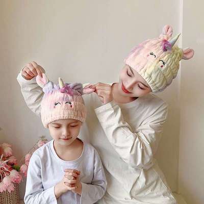 儿童干发帽女童洗头速干可爱兔
