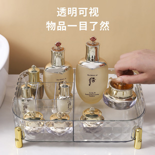 轻奢收纳盒化妆品桌面透明化妆品收纳箱储物整理盒收纳筐置物架