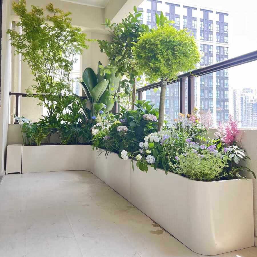 ?阳台不锈钢花箱定 制异形卡台阶花池露台花坛花园别墅庭院组合
