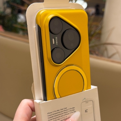 零感无边框支架适用华为Pura80ultra手机壳超薄mate70/60pro+肤感小米17promax旋转支点套15/14pro男女柠檬黄