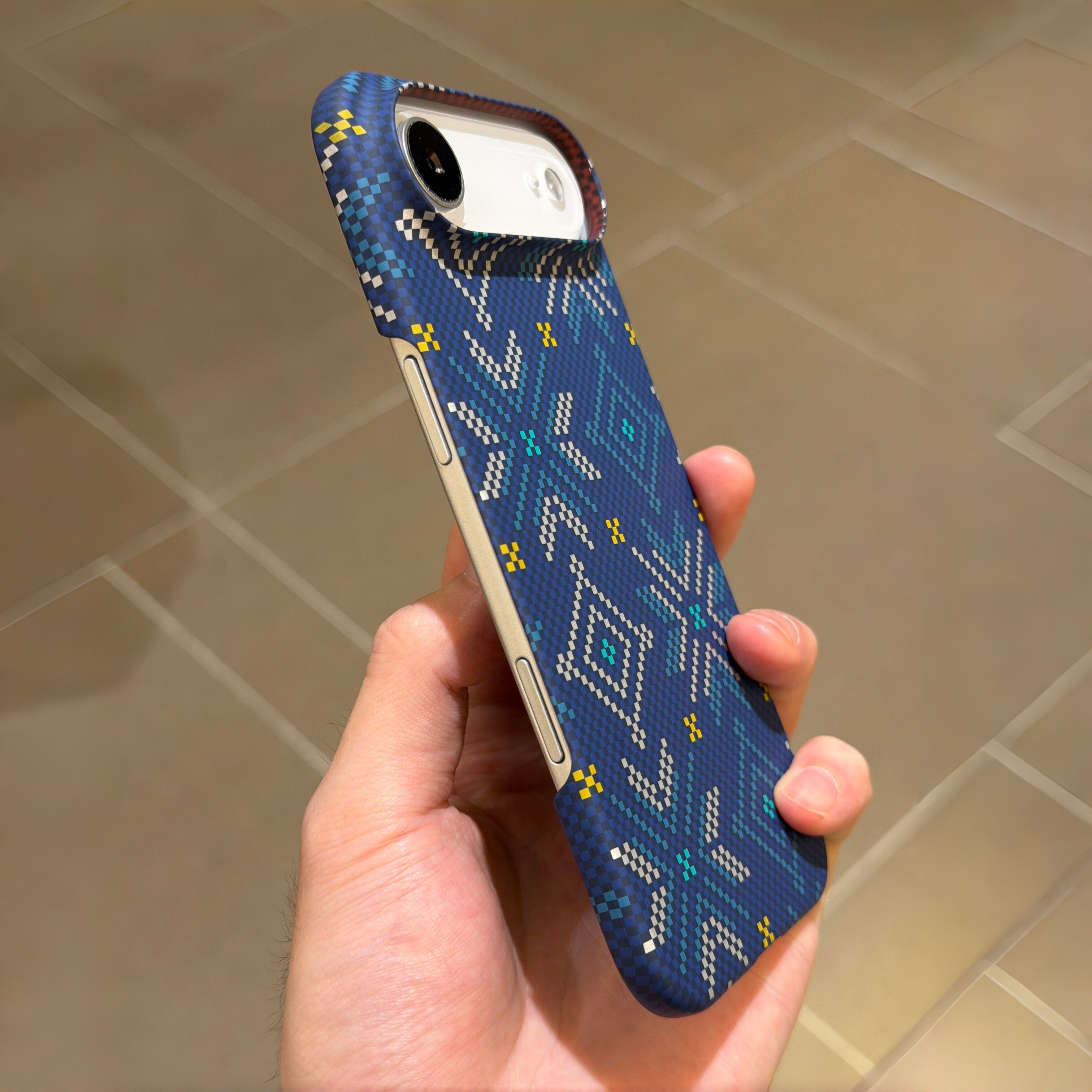 雪花凯夫拉纹磁吸适用苹果Air手机壳iPhone17promax超薄半包16promax散热15/14promax磨砂防指纹小众高颜值蓝
