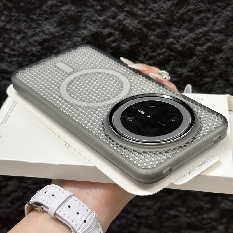 夏天透明散热磁吸网孔适用华为mate60/70pro+手机壳pura80ultra透气小米15ultra男女款14Pro高级感防摔不发黄