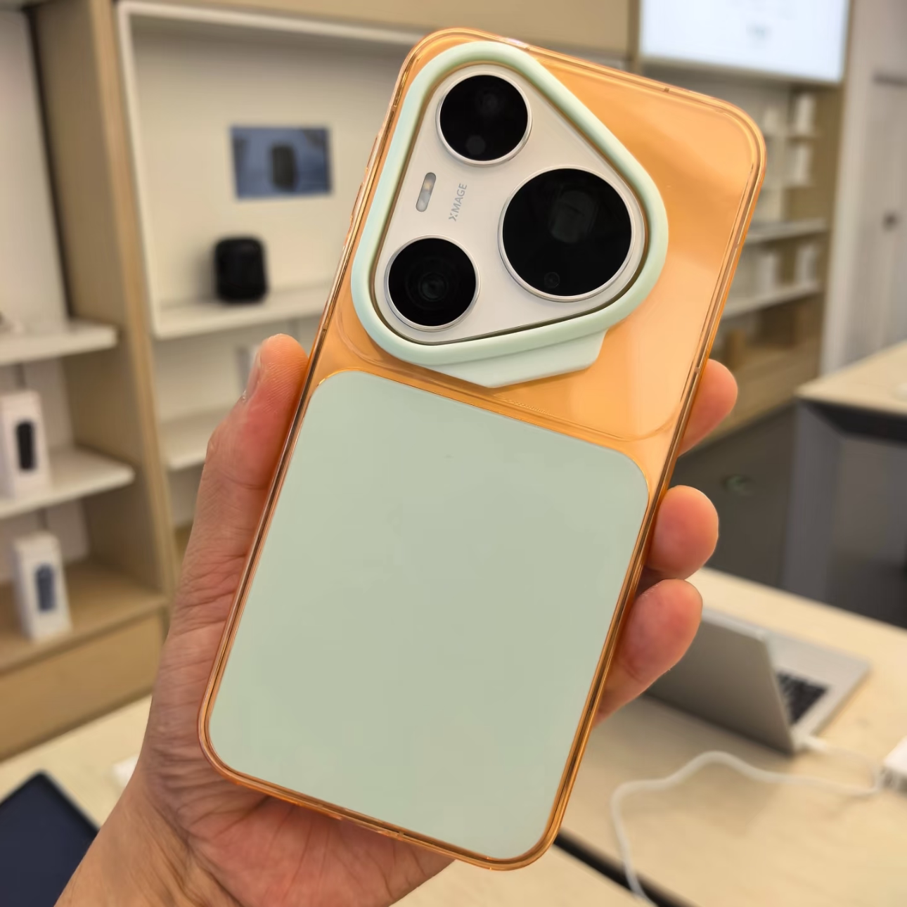 春夏炫彩百花轻薄透明磁吸适用华为Pura90promax手机壳pura90pro撞色创意拼接高级感男女新款保护套小清新橙