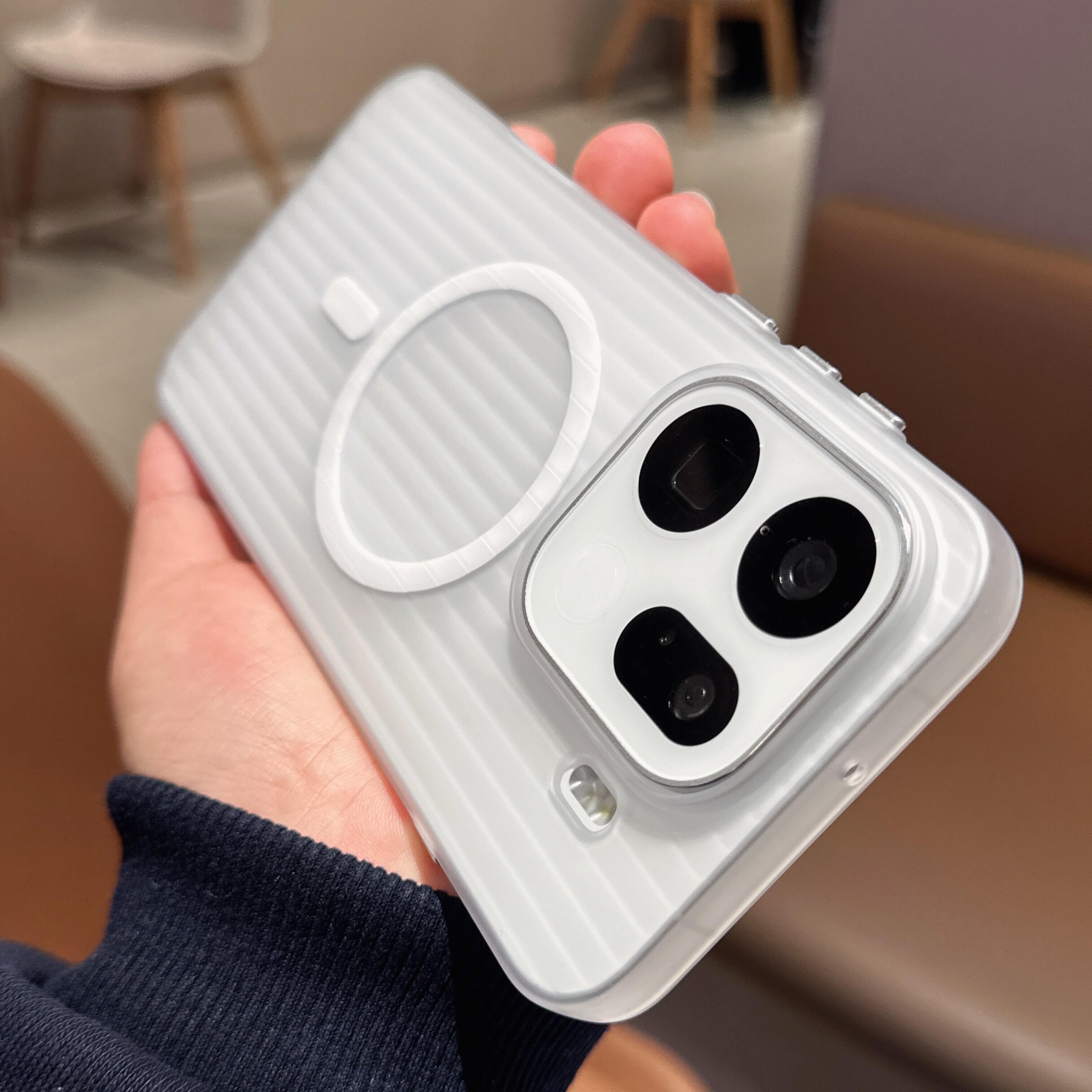 磨砂透白磁吸瓦楞适用oppofindx9pro手机壳Findx8s+超薄reno15c防指纹1+turbo6v荣耀winRT女power2简约nova15