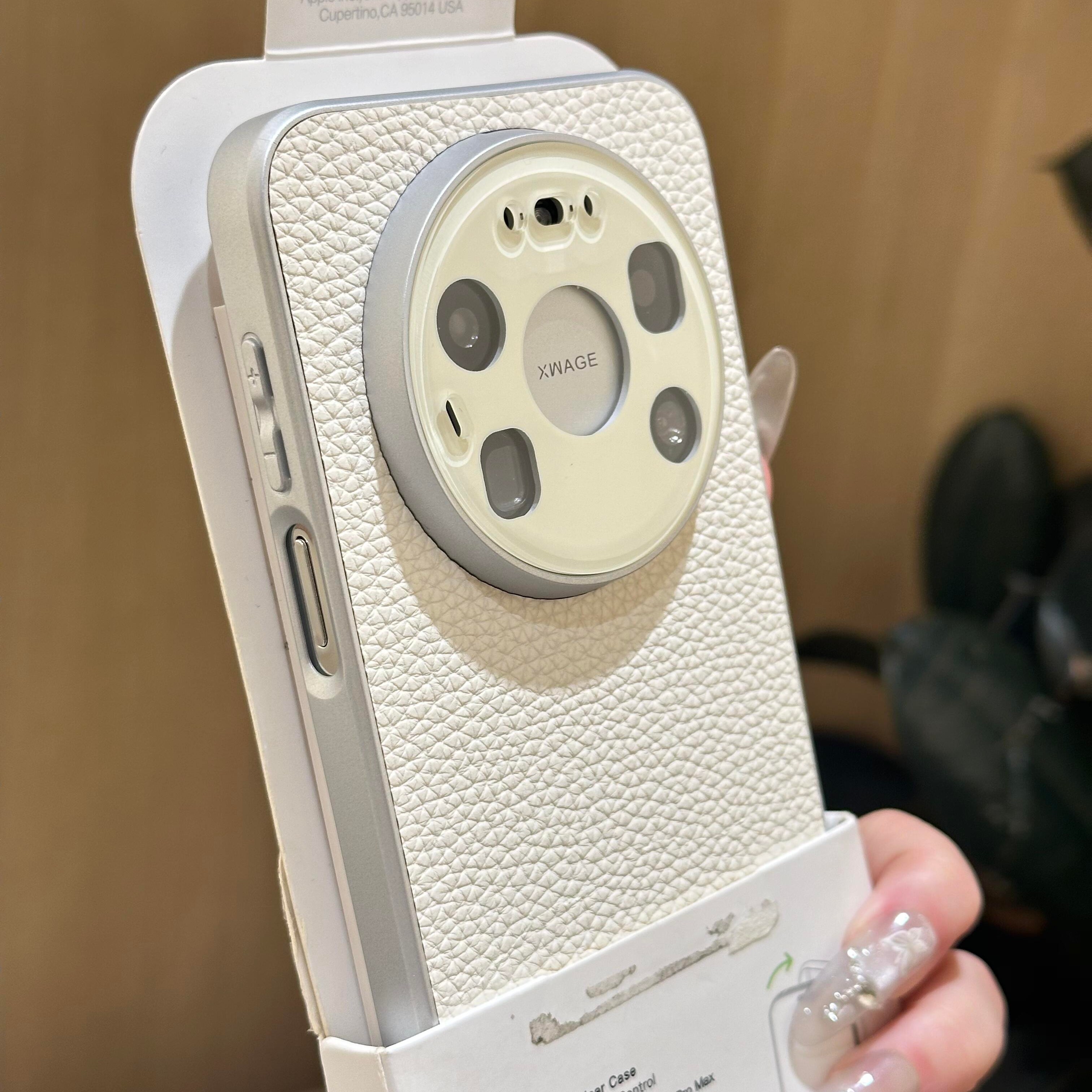 水晶镜头月光白荔枝纹适用华为mate80promax手机壳mate70/60pro+多巴胺色系pura80ultra男女款防指纹耐脏防摔