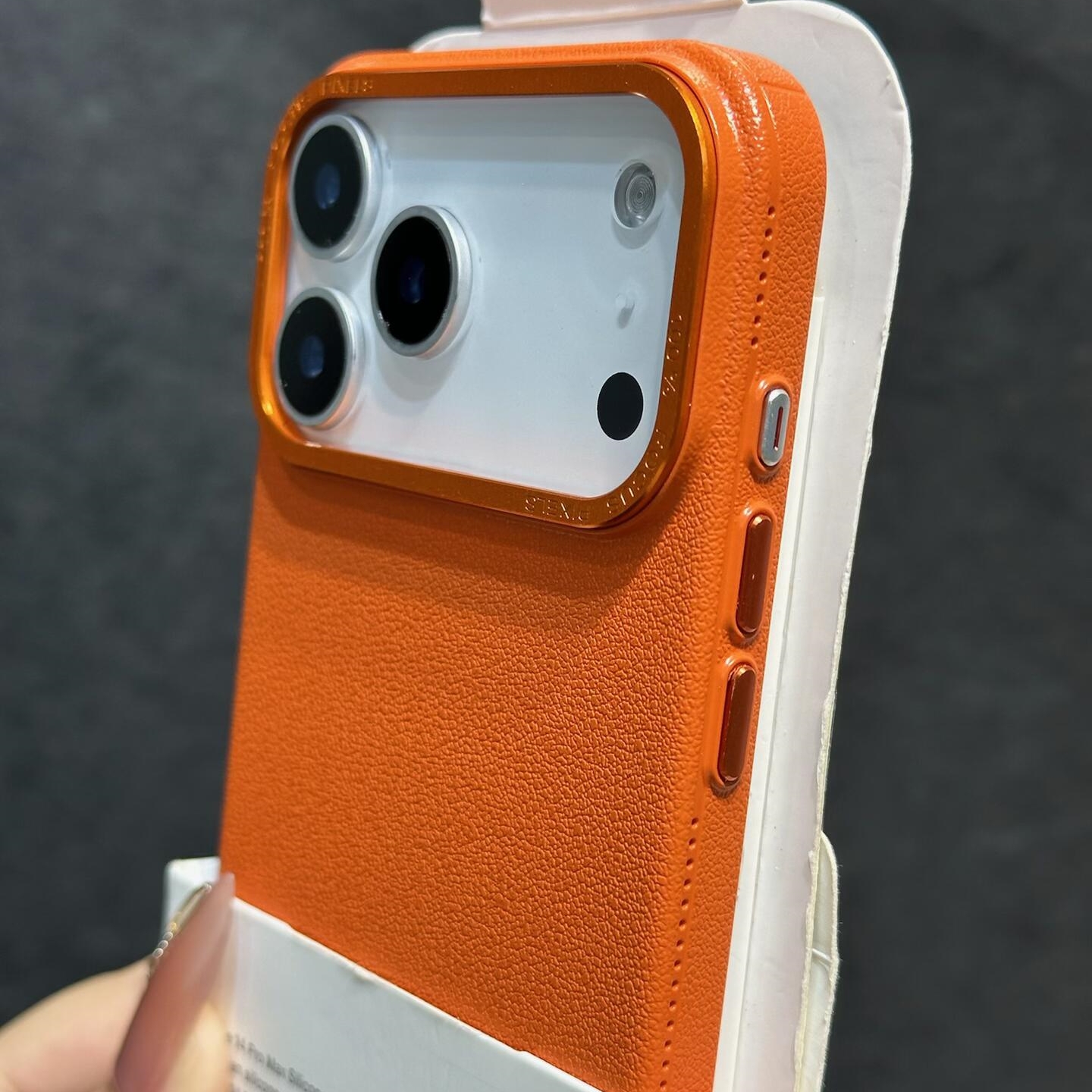 金属镜框荔枝皮纹小米17适用苹果17air手机壳超薄iPhone16promax散热15plus爱马橙14/13男女12/11防指纹xsmax