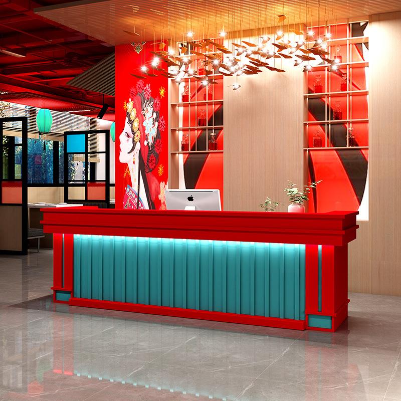 新中国潮风饭店1收餐银台烧烤店民宿楼前台厅火茶锅店吧台接式待
