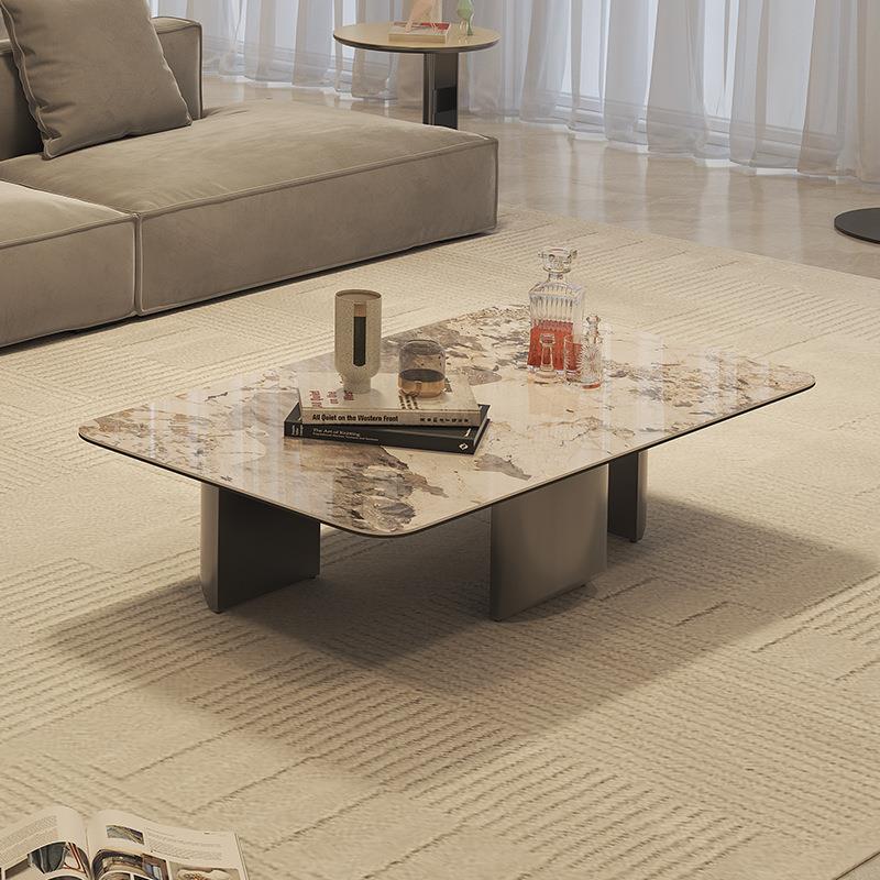 意式轻奢不锈钢大岩板k011茶几代简约长方茶形客现厅几小户型高级