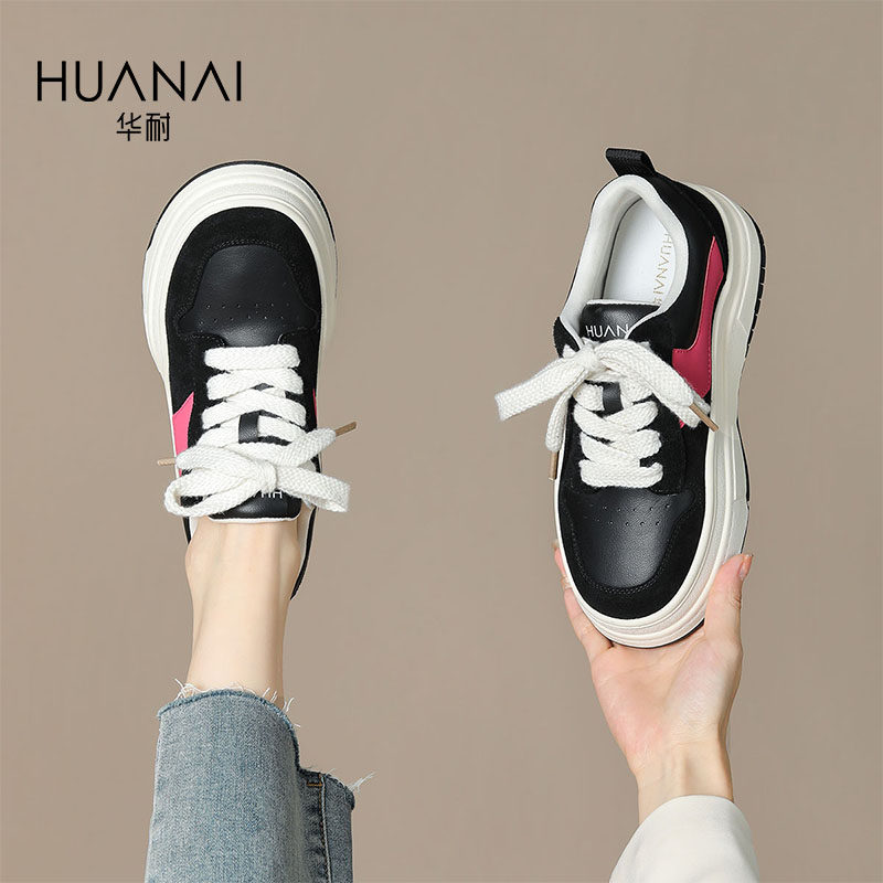华耐断码清仓厚底增高休闲鞋女2025春季新款百搭通勤运动板鞋女鞋